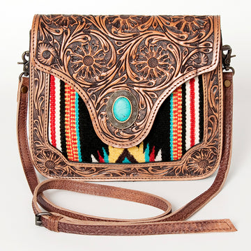 American Darling Cross Body Hand Tooled Saddle Blanket Genuine Leather Western Women Bag Handbag Purse | Crossbody for Cute